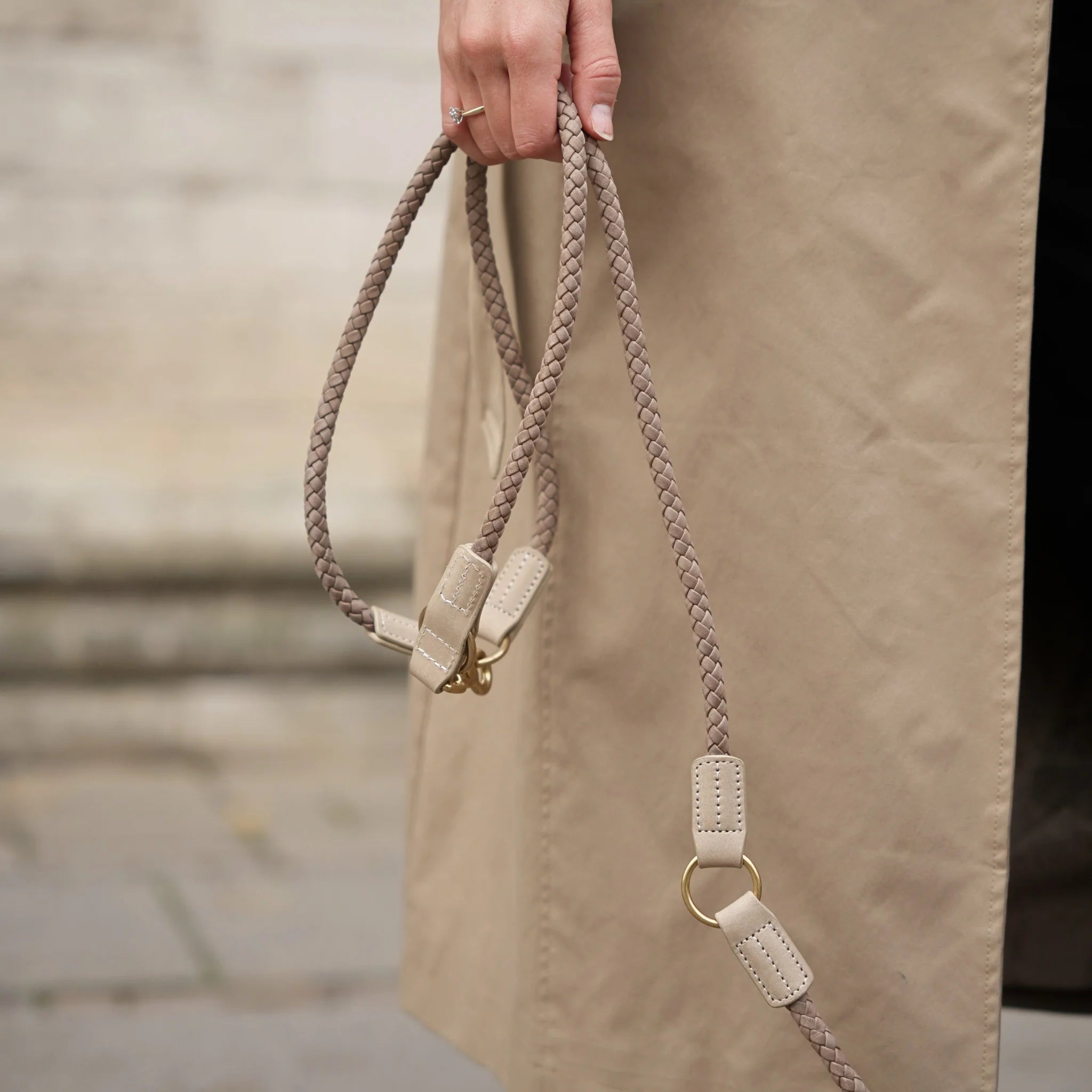 KAIA BRAIDED DOG LEASH | TAUPE